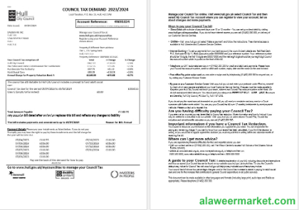 United Kingdom Hull City Council business utility bill template in Word and PDF formats, 2 pages